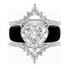 Bohemian 3-in-1 Heart Zircon & Crown Ring Set Black Silicone & CopperPlated Stackable Rings for Women Romantic Party Dating Jew