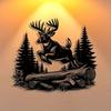 Metal Deer Wall Art, Minimalist Iron Sculpture for Home Living Room Bedroom Office Decor, Rustic Farmhouse Hanging Ornament, Durable Housewarming Gift