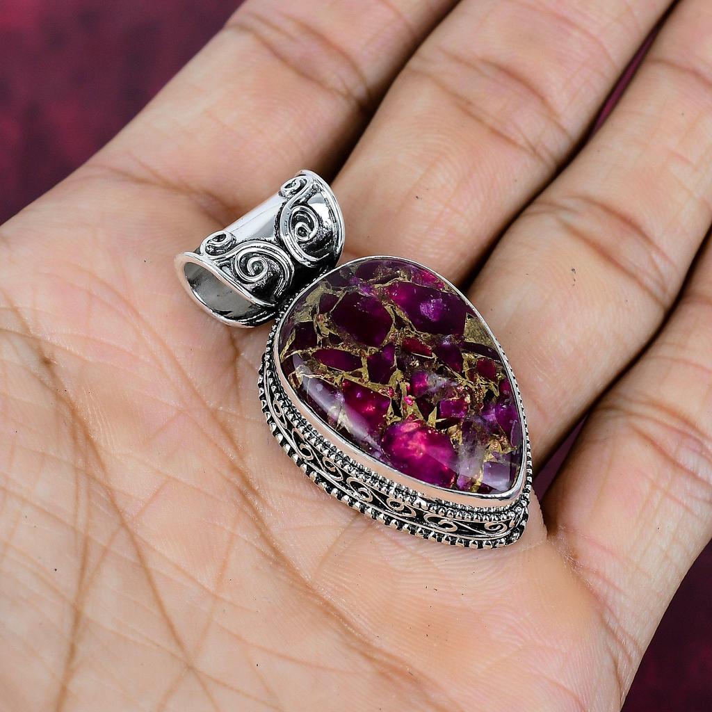Copper Tourmaline Handmade Gemstone Pendant, 925 Solid Sterling Silver Beautiful Pendant Jewelry