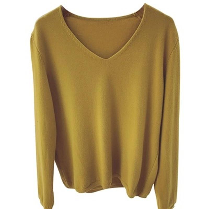 2023 Autumn/Winter Korean-Style Loose V-Neck Long Sleeve Knitted Sweater Women's Base Layer