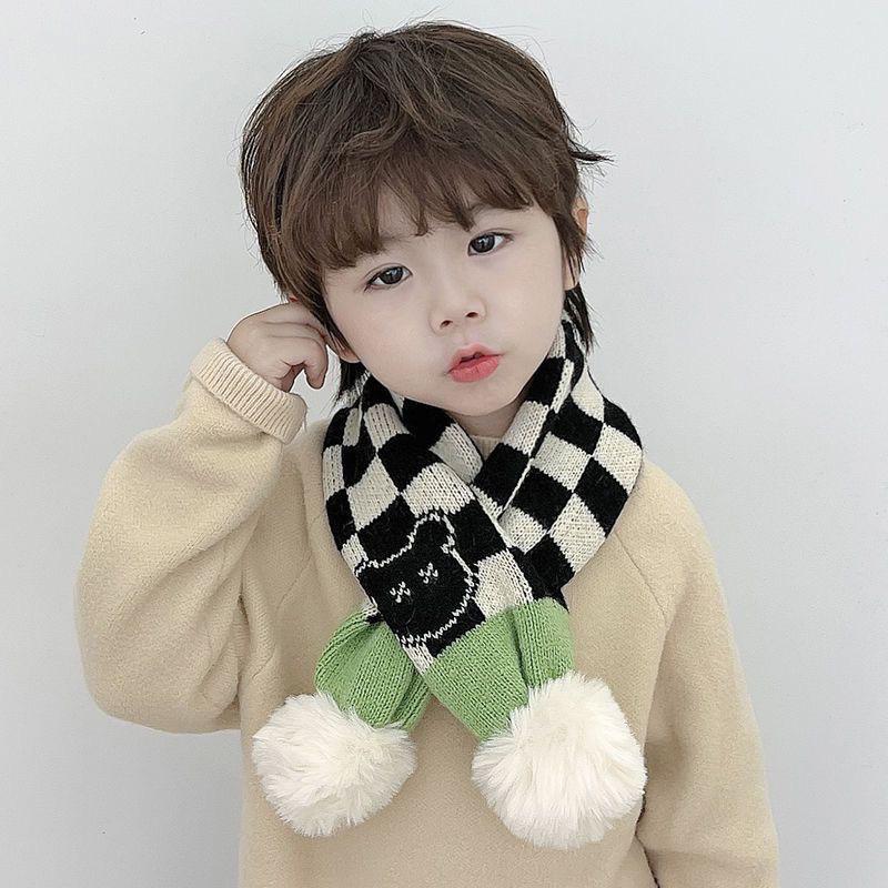 Boys' And Girls' Autumn And Winter Warm Neck Warmer Knitted Cross Scarf