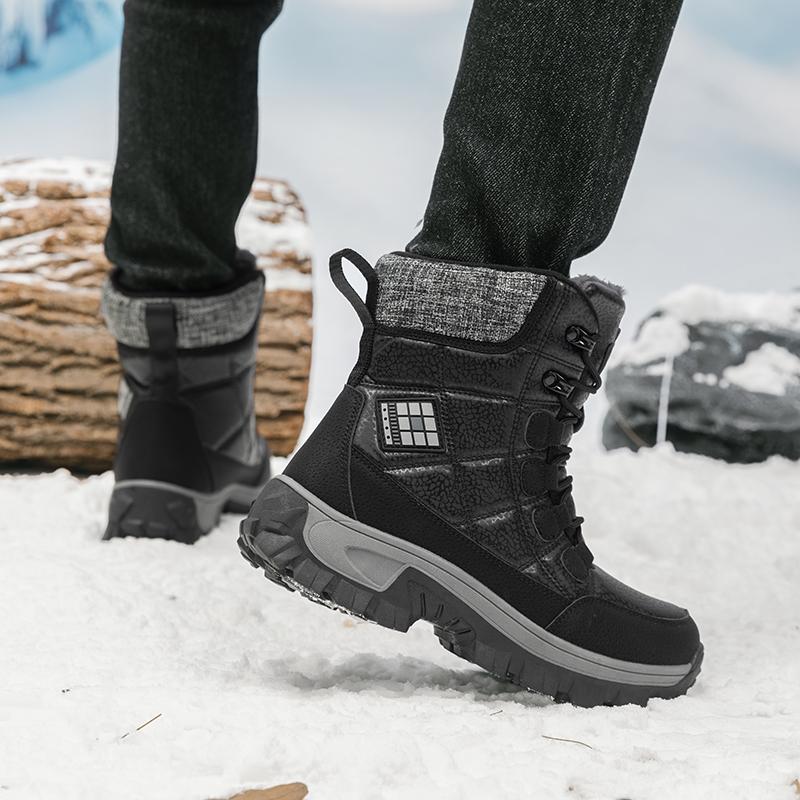 Mid-top Winter Snow Boots Men Women Plush Ankle Booties Waterproof  Anti-slip Winter Outdoor Cotton Shoes for Hiking Trekking