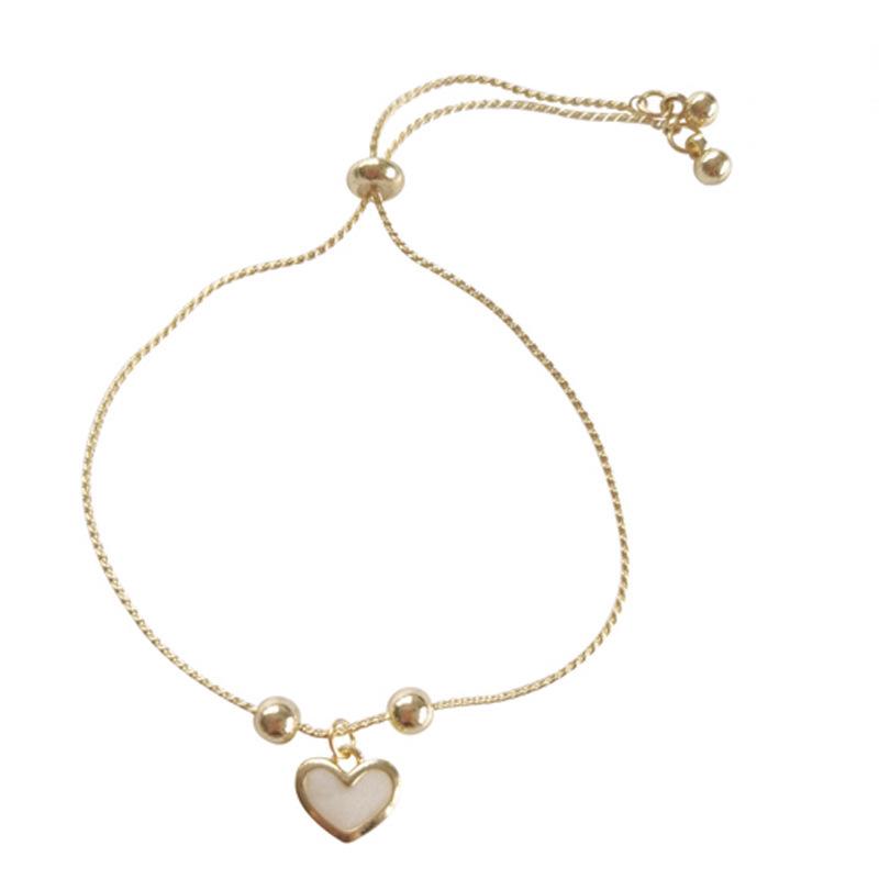 Imitation Mother-of-Pearl Heart Bracelet: Korean-Style, Simple, Versatile, Perfect for Student or Girlfriend, Trendy Internet Celebrity Accessory
