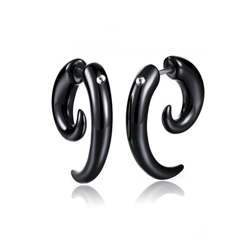 Unisex Stainless Steel Punk Stud Earrings for Men Women Black Geometry Star Cross Spike Skull Pendants Ear Jewelry Accessories