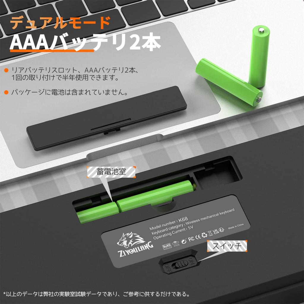 MAGIC-REFINER Bluetooth Wireless Gaming Keyboard, Compact, Red Switch K68 Keyboard, 2.4GHz, USB Connection, Tenkeyless, Compatible with Windows, Mac,