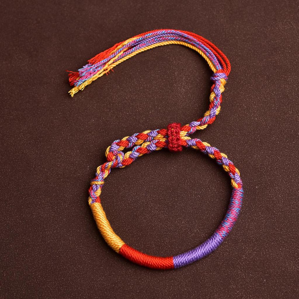 Handcrafted Tibetan Braided Bracelet: Adjustable Cotton Five-Color Ethnic Style Rope