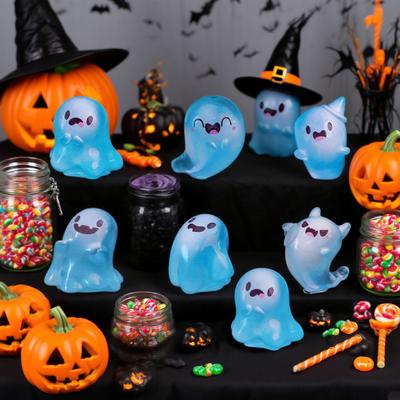 Glow In The Dark Mini Ghost Figures with Box Luminous Small Resin Ghost Figurine Miniature Ghost Garden Decor for Halloween Party Favors