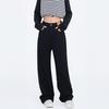 Women's Plus Size High-Waisted Fleece-Lined Black Wide-Leg Jeans - Slimming, Loose-Fit for Pear Shape, Autumn/Winter Wear