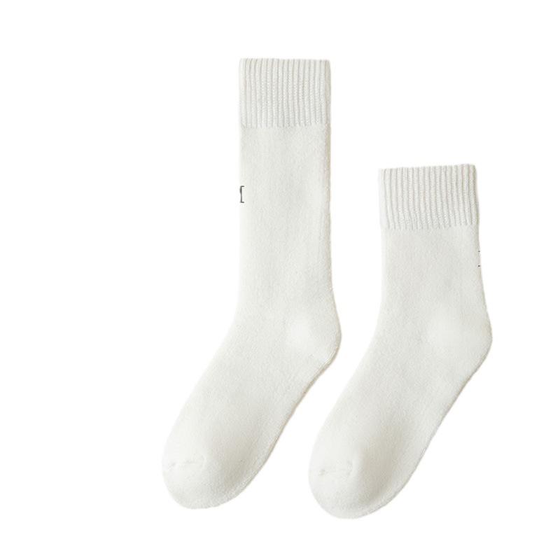 Women's Fleece-Lined Mid-Calf Socks - Thick, Warm Terry for Autumn/Winter