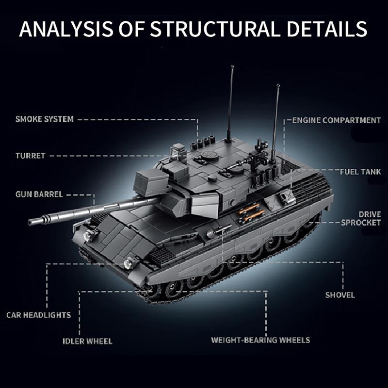 Militärisches 916-teiliges Leopard 1 Kampfpanzer Modellbausteine Steine Set Montage MOC Leopard I Panzer Spielzeug Geschenke für Erwachsene