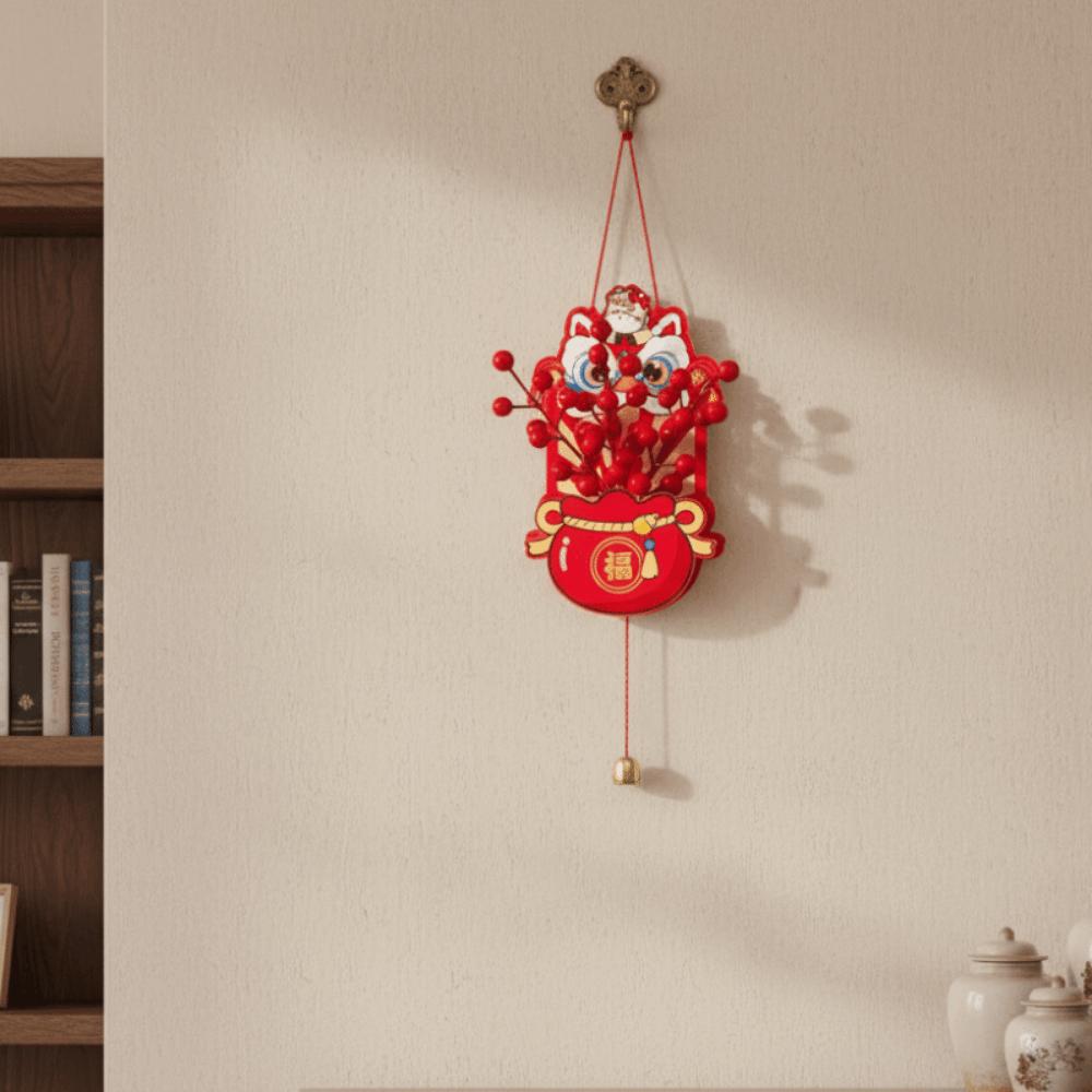 Traditional New Year Pendant Cartoon Handmade Fortune Fruit Hanging Festive Atmosphere Exquisite Red Fruit String Pendant