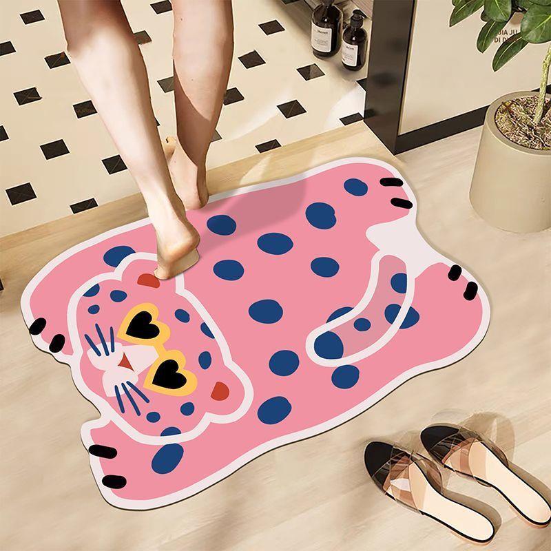 Cartoon animal soft diatom mud toilet absorbent floor mat bathroom non-slip mat entry door mat cute toilet floor mat