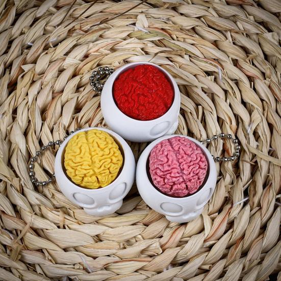 Stress Relief Toys 3D Printed Skull Brain Keychain Fidget Toy with Crisp Pressing Sound Portable Pendant for Backpack Bag Keys Unique Gift for Teens