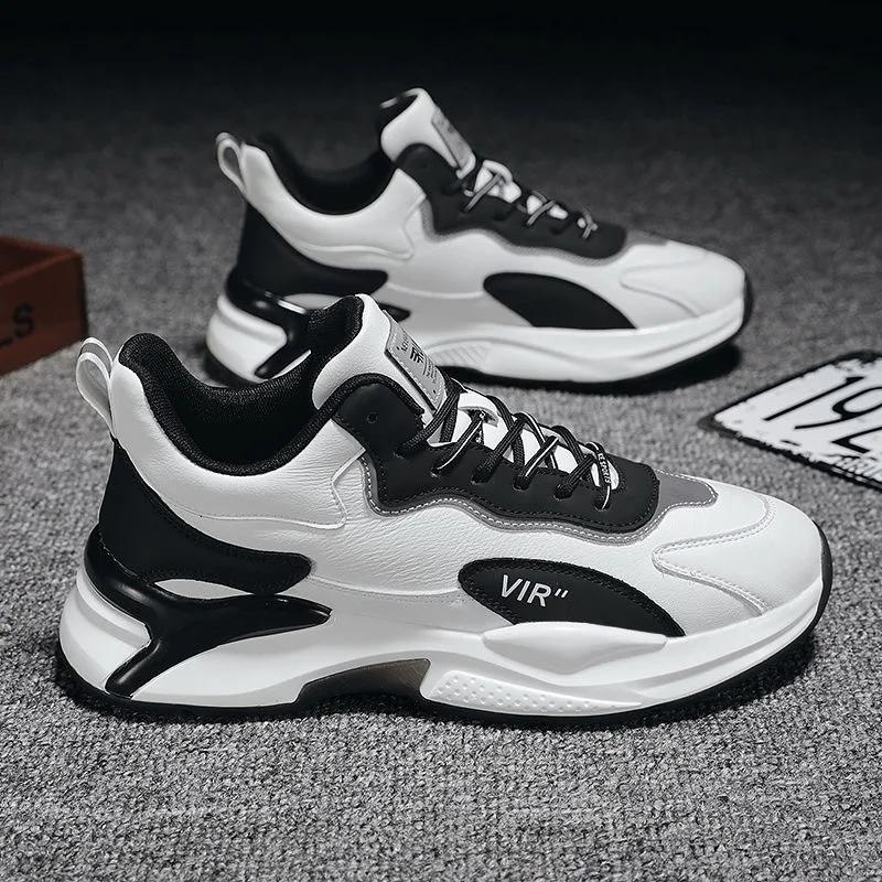 Men's Sneakers All-Match PU Leather Casual Shoes Deodorant Soft Bottom Shoes Spring and Autumn Breathable Sneaker Men's Shoes