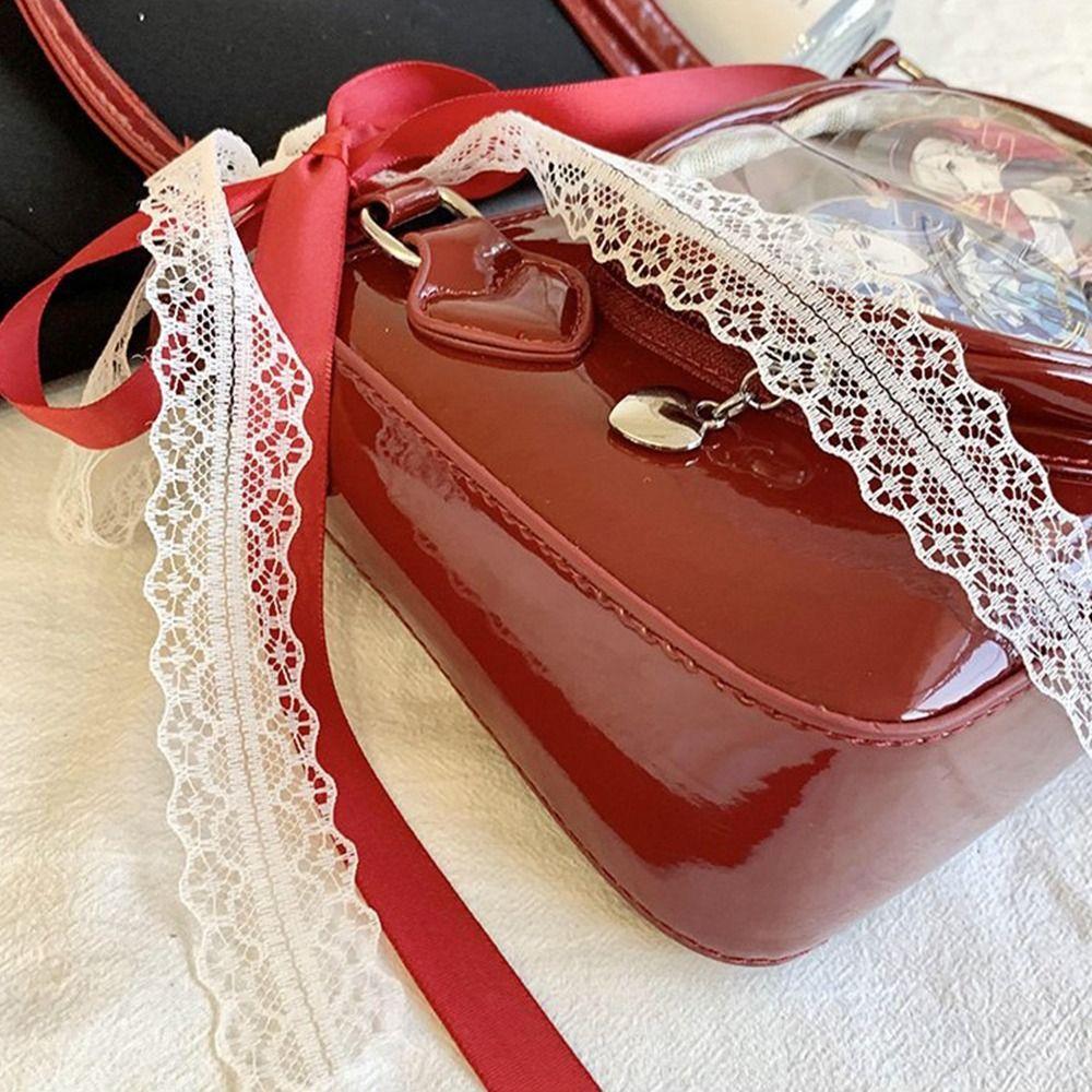 JK Transparent Love Itabag Zipper Bag Lace Crossbody Bag Portable Kawaii Shoulder Bag Gift
