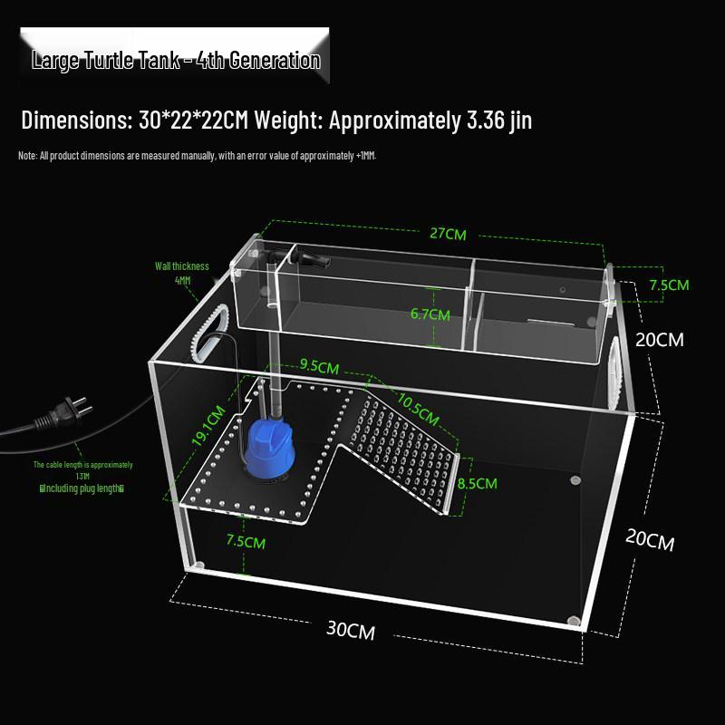 Acrylic Turtle Tank with Sunning Platform - Desktop Mini Fish Tank for Home or Office