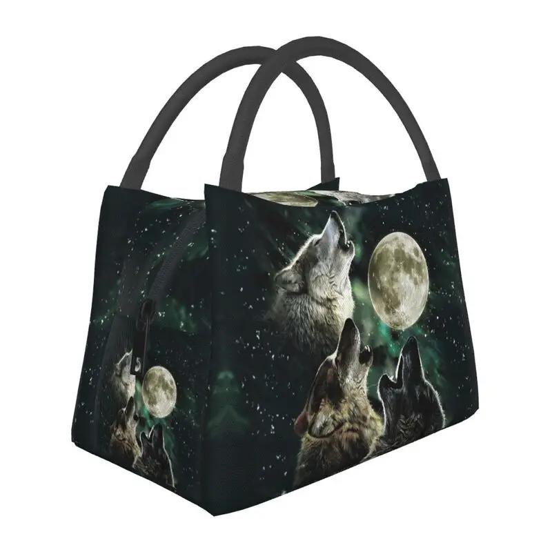 Custom Black Wolf Insulated Lunch Bags for School Office Animal Resuable Cooler Thermal Bento Box Women
