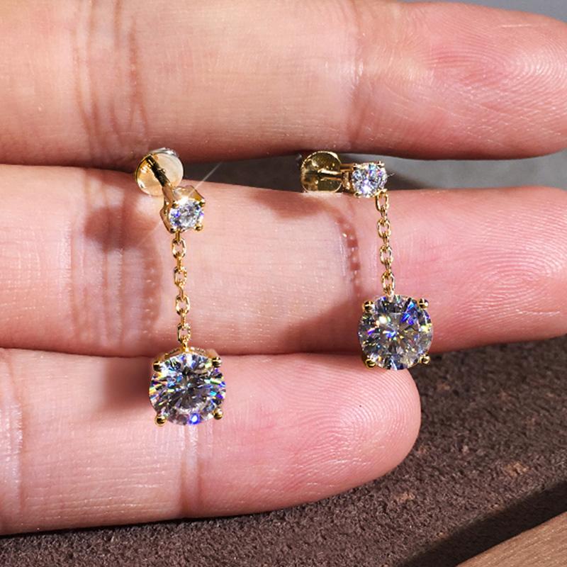 Huitan Metal Zinc Alloy Color/Gold Color Dangle Earrings for Women Chain with Cubic Zirconia Charms Hip Hop Stylish Girls Zircon
