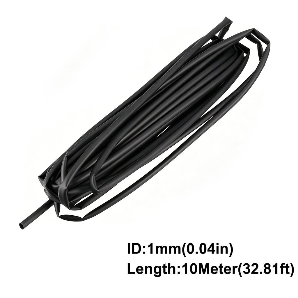 3/10M Black Heat Shrink Wrap Tubing 2:1 1-18mm, Polyolefin Insulation Sleeving for Cable Wire Repair, Splice Protection