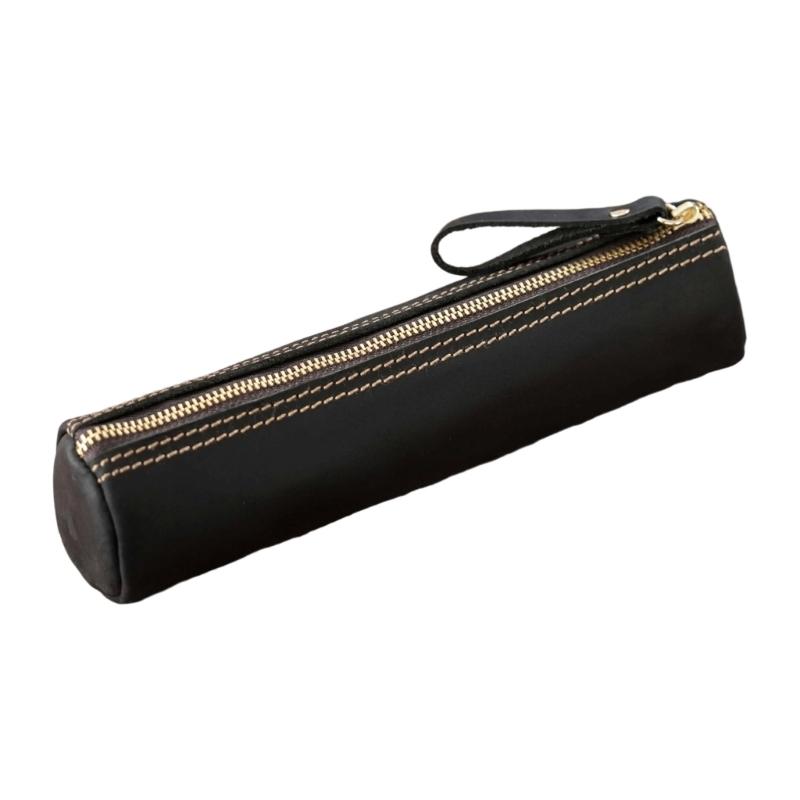 Leather Pencil Case Light Weight Fountain Pen Storage Bag Zippered Pencil Pouches For School Office Travel And Daily Use