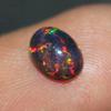 Natural Fire Black Opal Oval Cabochon Ethiopian 7x5 mm Extremely Rare Gemstone