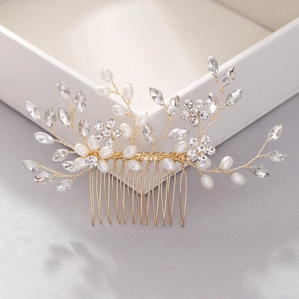 Exquisite Bridal Headdress Elegant Faux Pearl Hairclip Daily Use Rhinestone Hairpin  Girl Gift