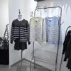 Autumn and Winter New Contrasting Color Striped Horn Buckle Knitted Cardigan Loose Soft Waxy Design Sweater Jacket Women