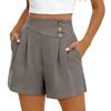 Women High Waist Loose Fit Casual Shorts with Pockets and Button Detail Soft Fabric Comfortable Wide Leg Design
