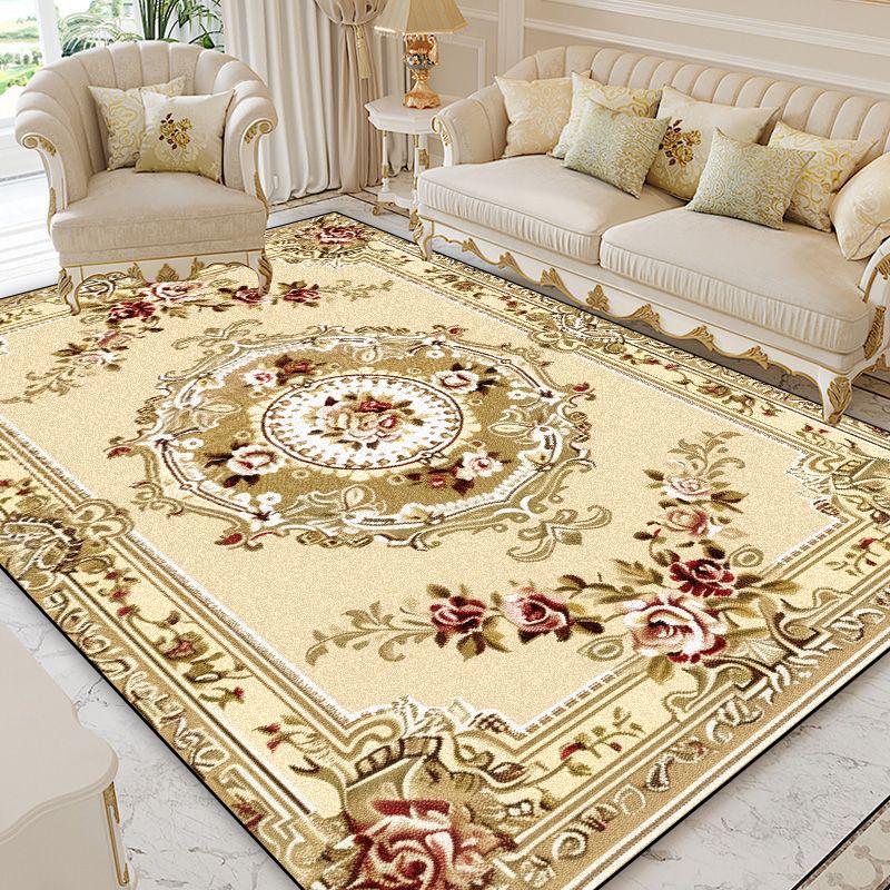 European Style Home Decoration Rugs Living Room Retro Flower Carpet Hall Sofa Large Area Rug Non-slip Room Doorway Soft Foot Mat