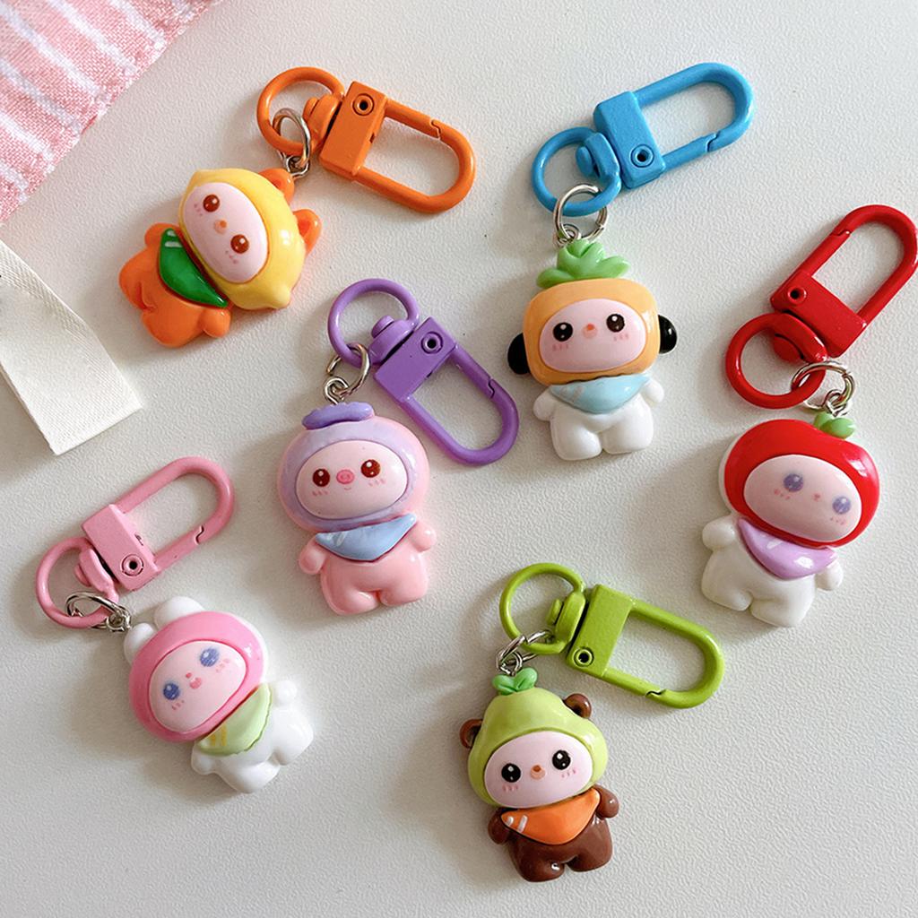 Cartoon Keychain Resin Fruit Baby Key Ring Bag Pendant Lightweight Key Holder Jewelry Accessories for Women Girls
