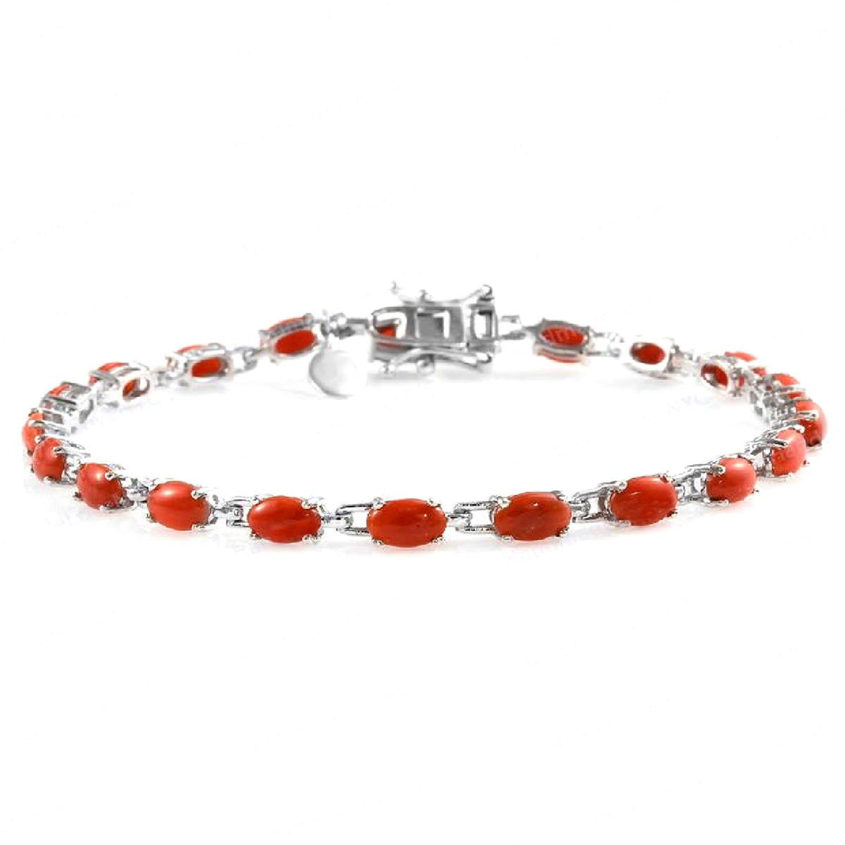 

Coral Tennis Bracelet - 925 Sterling Silver