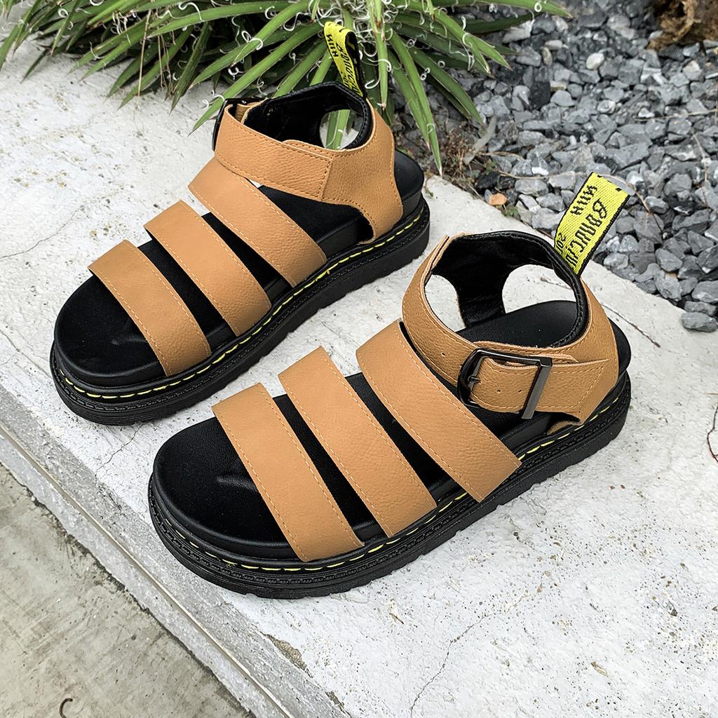 Fashion 2025 Spot Large Summer New Sandals Thick Sole One Line Casual Roman Shoes Women Cross Border Round Head Buckle Sandals