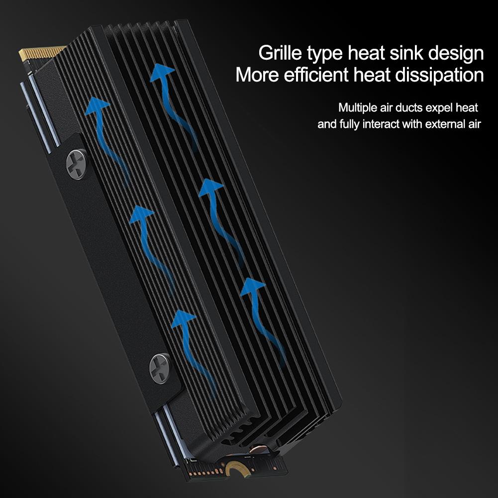 M.2 SSD Heatsink with Thermal Silicone Pad Aluminum M.2 SSD Cooler 2 Copper Heat Pipe Cooler Cooler Gasket for M.2 NVMe 2280 SSD