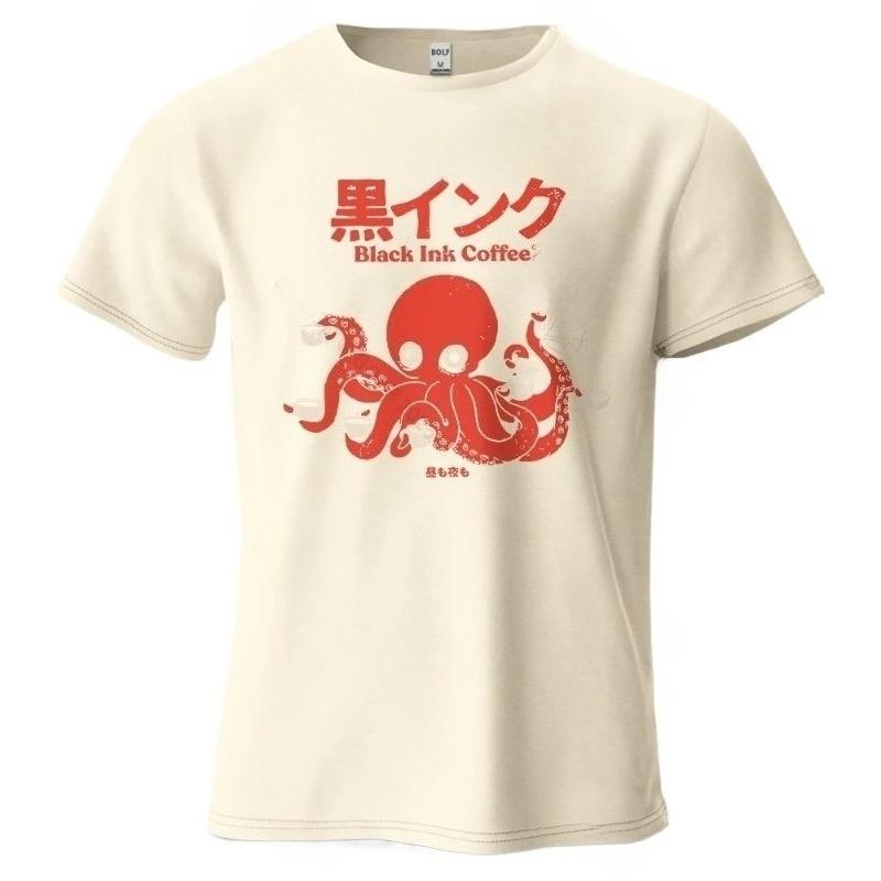 Ink Coffee Creatief Mannen T-shirt 100% Katoen Oversized Zacht Ademend Charmante Grafische Vintage T-shirts Tops Streetwear Losse Pasvorm