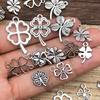 Antique Silver Alloy Four-Leaf Clover Pendant Charm for DIY Jewelry