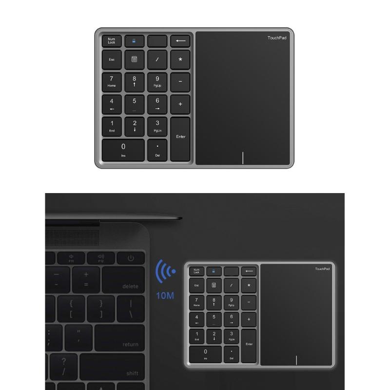 22-Tasten-Tastatur mit Ziffernblock für Finanzbuchhaltung, Bluetooth 4.2 + 2,4-GHz-USB-C-Ladeanschluss, Touchpad
