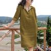 Spring & Summer V-Neck Loose Dress for Middle-Aged Women: Medium-Length, Large Size