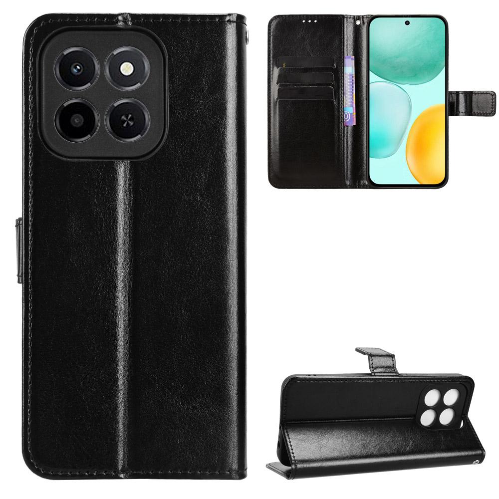 For Honor X6c 4G PU Leather Case with Strap Crazy Horse Texture Phone Wallet Cover