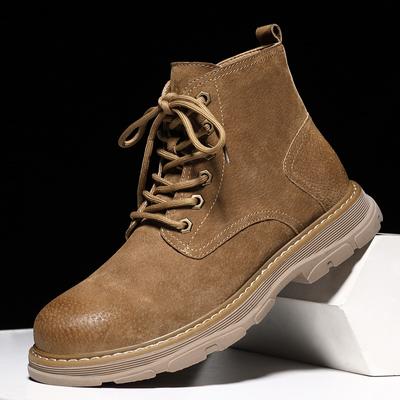 Mode England Stil Herrenmode Cowboy Arbeitsstiefel Schnürschuhe Kuhveloursleder Schuhe Outdoor Wüstenstiefel Schick Plateau Knöchel Botas