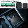 For Tesla Model Y Juniper 2025 Center Control Armrest Storage Box Model3 Highland USB Type C Charging Hub Glasses Clip Organizer