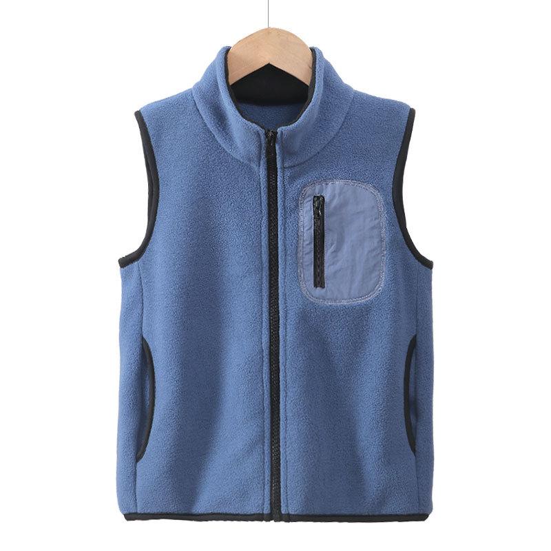 

4-18 Years Boys Girls Polar Fleece Vest Autumn Winter Thick Warm Teen Children Tops Outerwear 5A Kids Waistcoats 110cm синій