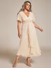 Ever-Pretty Women's Plus Size Shimmer Short Sleeve A-Line Midi Wedding Guest Dress with Ruffled Hem