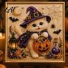 DIY Bead Art Crafts Halloween Witch Hat Cat 3D Pearl Painting Kit with Frame Hand-Pasted Craft for Adults Relaxing Handmade Kits Mosaic Home
