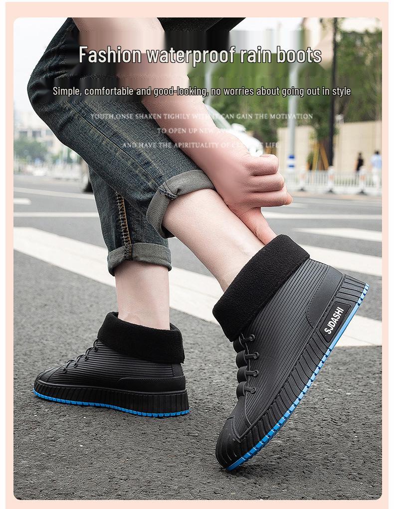 Men's Non-Slip Waterproof Short Rain Boots for Kitchen, Car Washing, Fishing, and More