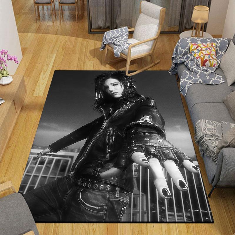 Bill Kaulitz Flannel Printed Carpet, Home Sofa Decoration for Living Room & Bedroom, Non‑Slip Play Flannel Floor Mat for Game Room