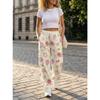 Ladies Loose Fashion Casual Sports Wide Leg Pants Cream Base Color Cartoon Strawberry Candy Flower Pattern Print