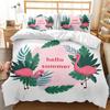 Flamingo Duvet Cover Couple Flamingo Palm Leaf Twin Bedding Set Tropical Botanical Leaves Summer King Size Polyester Quilt Cover