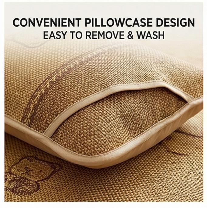 Breathable Cool Touch Washable Ice Silk Rattan Cooling Mat Soft Summer Bed Sheet Fitted Sheet for Kids Babies 150x200/180x200cm Home Use