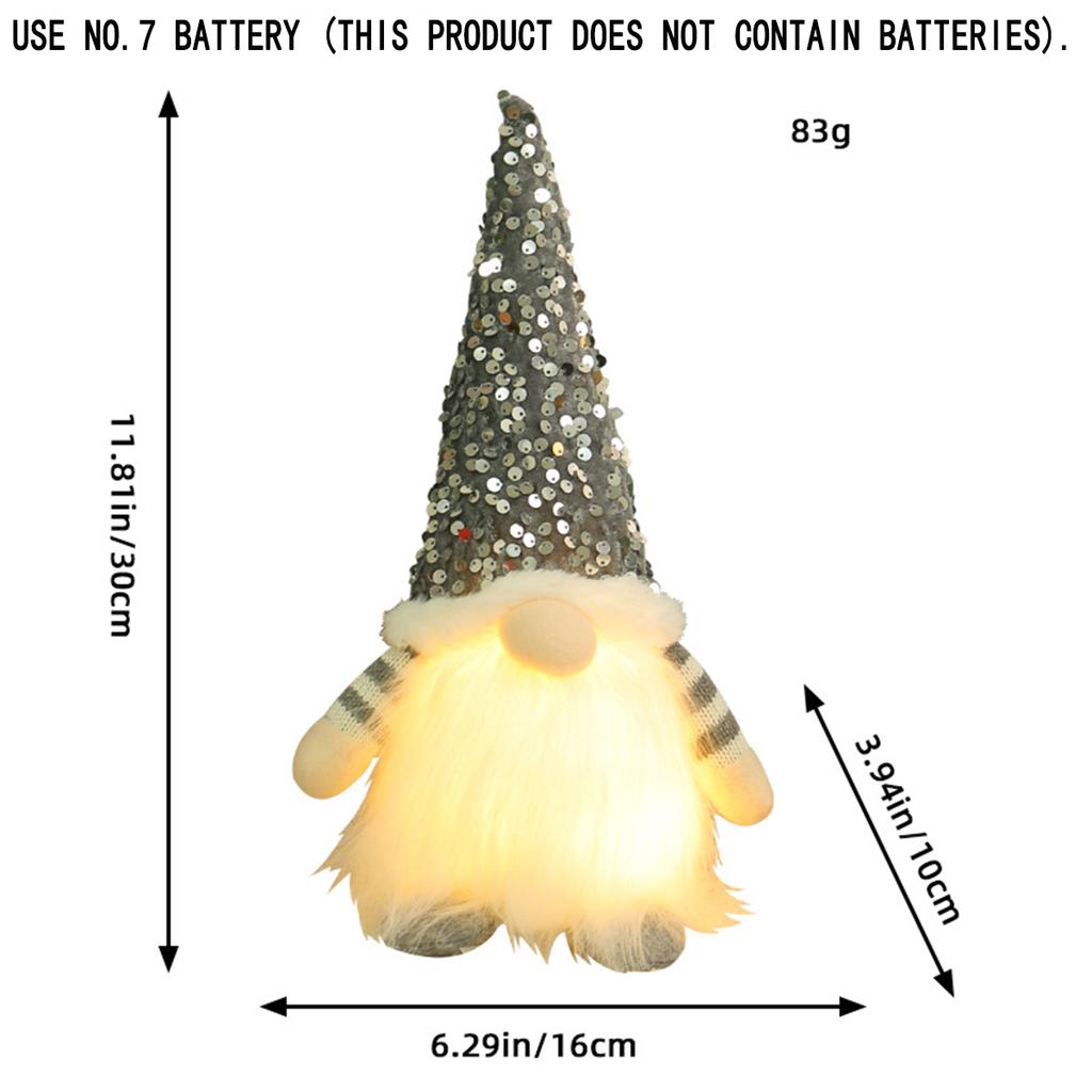 Christmas Decorations Christmas Sequins with Lights Rudolph Doll Christmas Glow Faceless Doll Ornaments