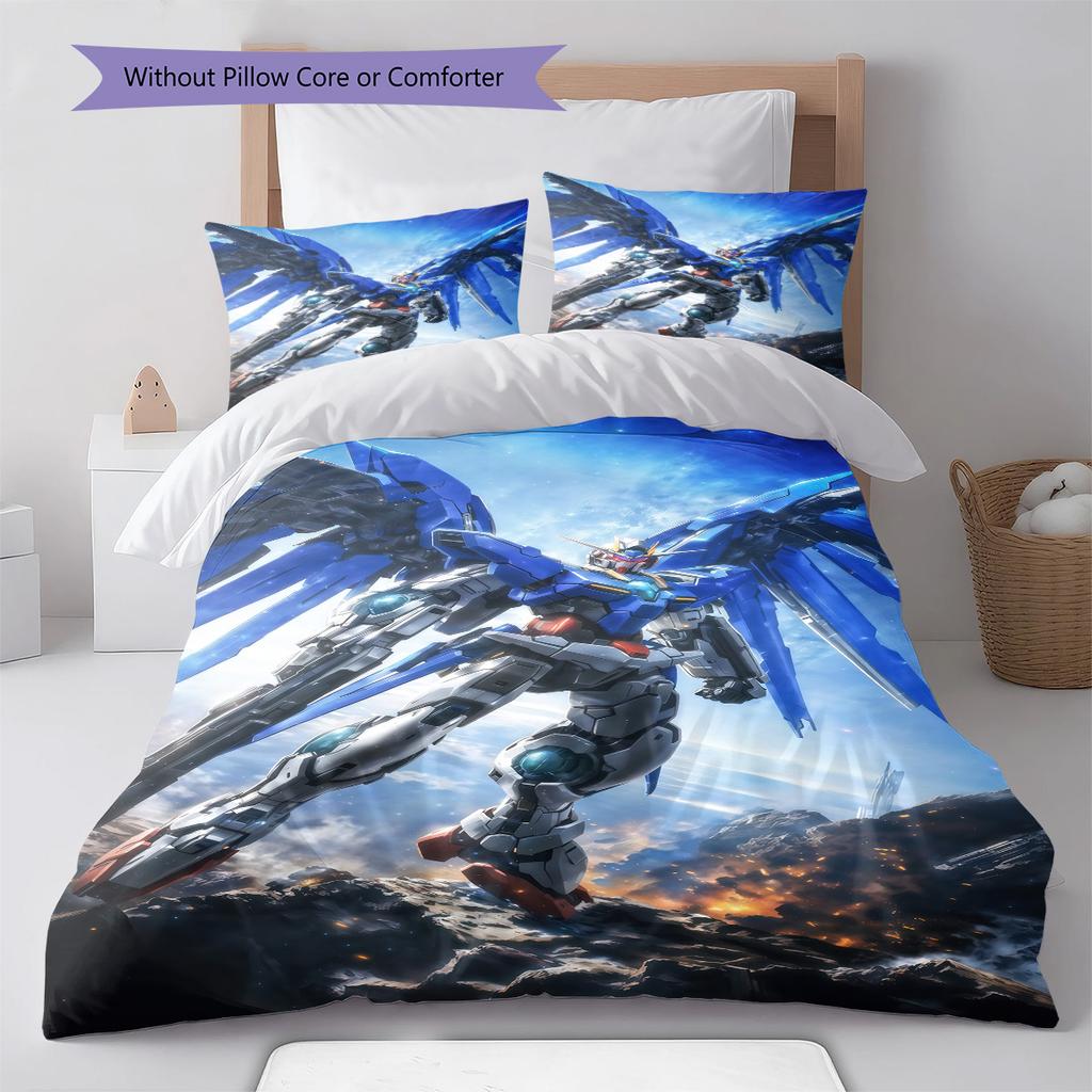 Gundam Front View RX-78 Anime Bedding Set Duvet Cover Polyester Soft Bed Linen Set -QJY